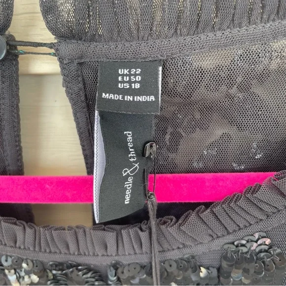 Needle & Thread Sequin Tiered Mini Dress in Graphite Size 18 (NWT) - Picture 8 of 10